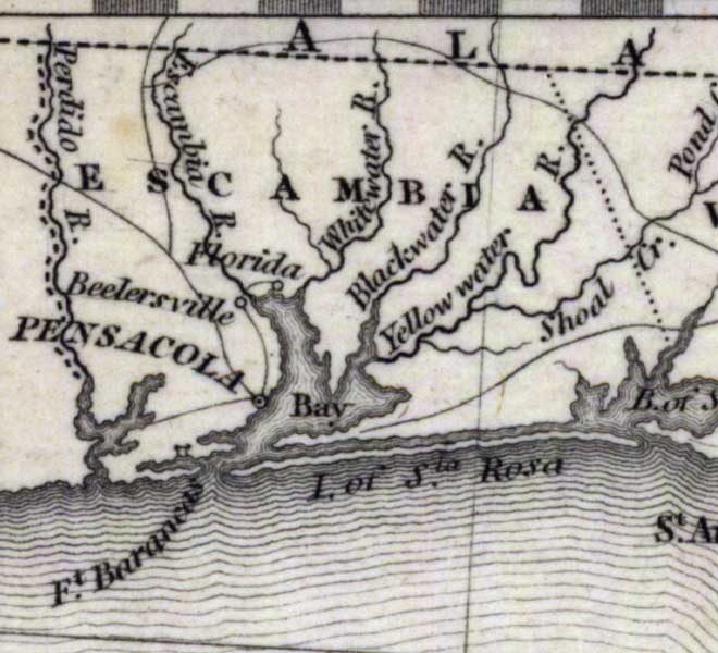Map of Escambia County, Florida, 1832