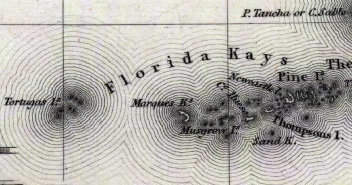 Map of Monroe County, Florida, 1832