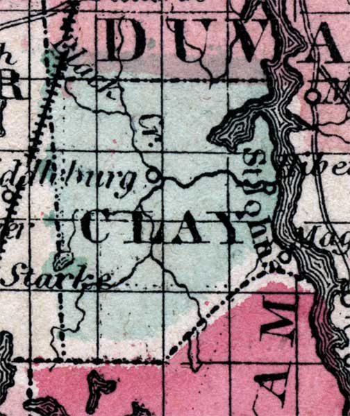 Map of Clay County, Florida, 1863