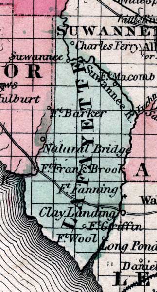 Map of Lafayette County, Florida, 1863
