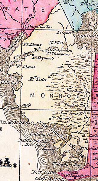 Map of Monroe County, Florida, 1863