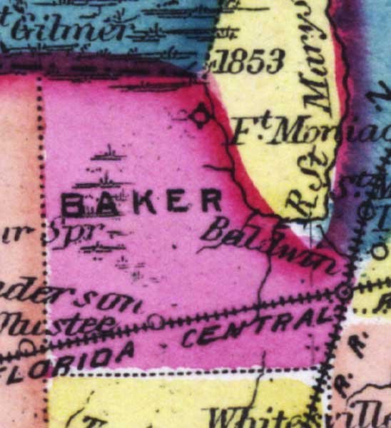 Map of Baker  County, Florida, 1873