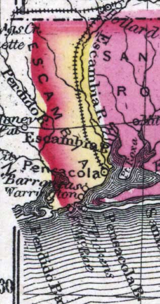 Map of Escambia County, Florida, 1873