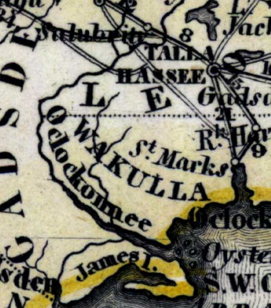 Map of Wakulla County, Florida, 1850