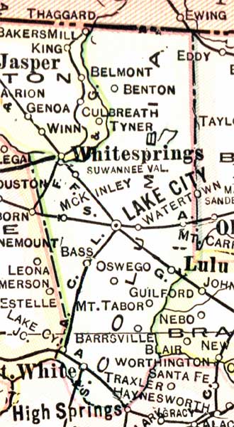 Map of Columbia County, Florida, 1916
