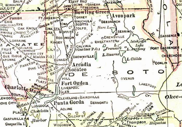 Map of De Soto County, Florida, 1916