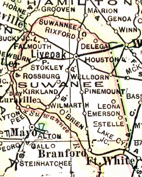 Map of Suwannee County, Florida, 1916