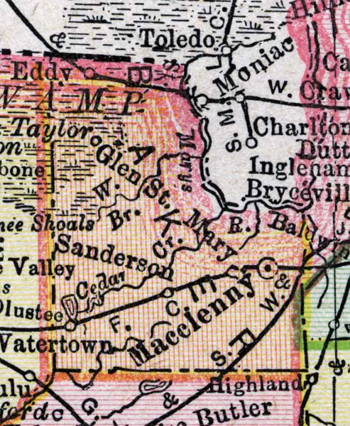 Map of Baker  County, Florida, 1900