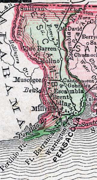 Map of Escambia County, Florida, 1900