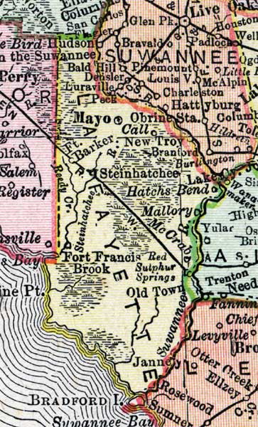 Map of Lafayette County, Florida, 1900