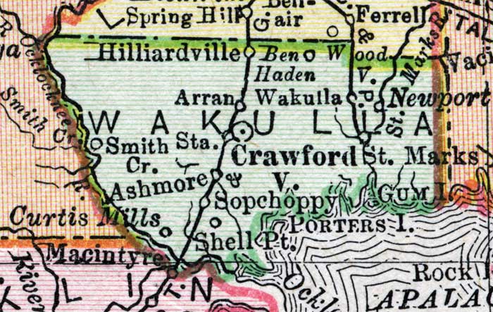 Map of Wakulla County, Florida, 1900
