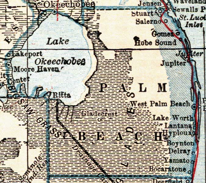 Map of Palm Beach County, Florida, 1921