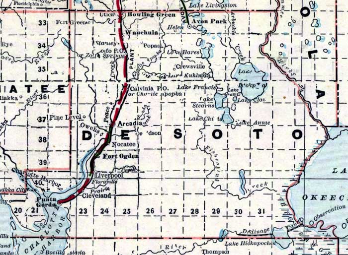 Map of De Soto County, Florida, 1890s