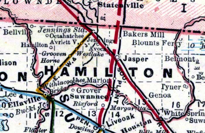 Map of Hamilton County, Florida, 1890s