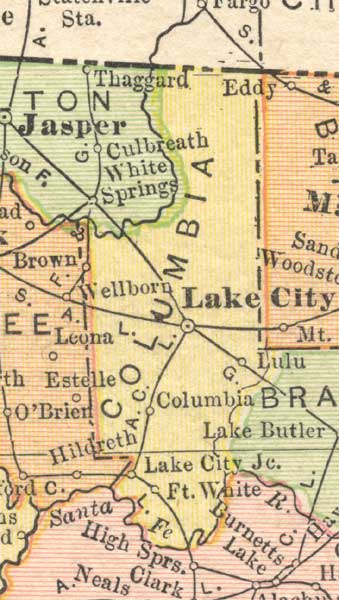 Map of Columbia County, Florida, 1910