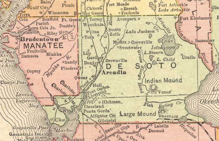 Map of De Soto County, Florida, 1910