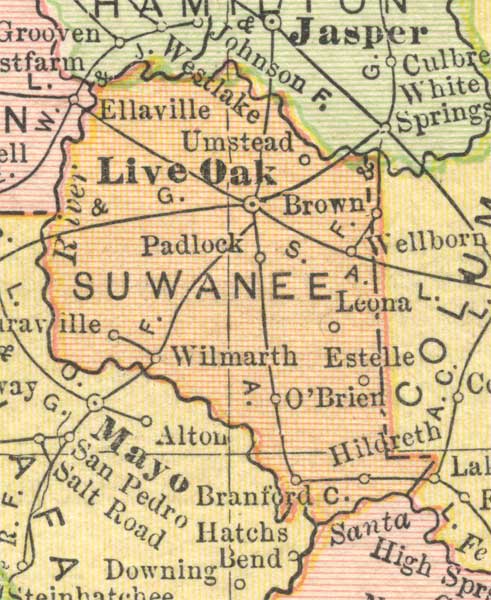 Map of Suwannee County, Florida, 1910