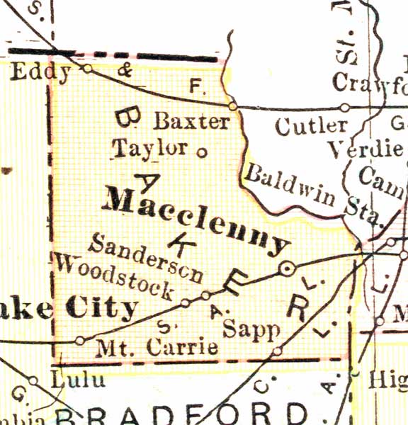 Map of Baker  County, Florida, 1911