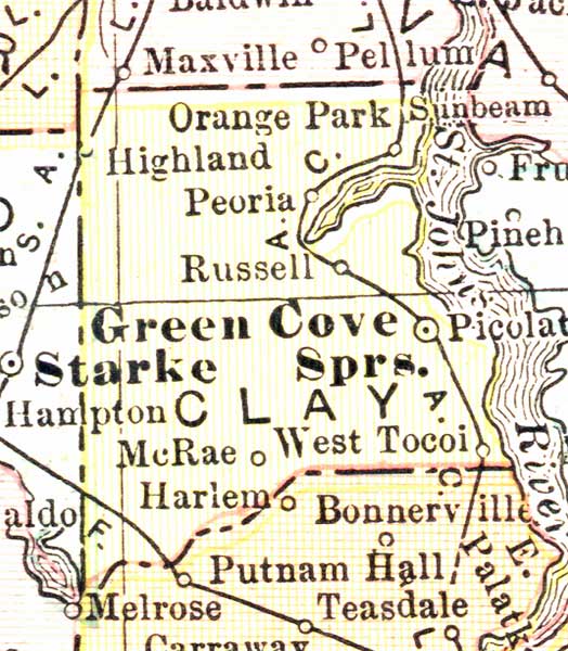 Map of Clay County, Florida, 1911