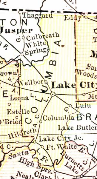 Map of Columbia County, Florida, 1911