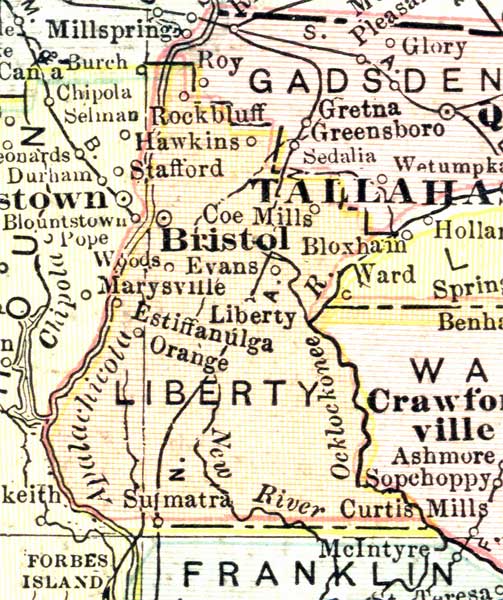 Map of Liberty County, Florida, 1911