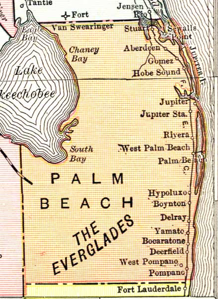 Map of Palm Beach County, Florida, 1911
