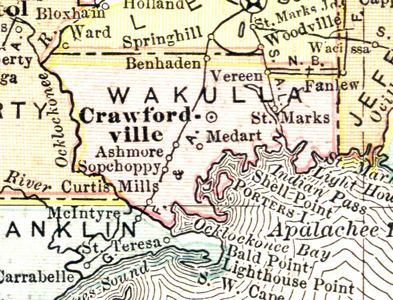 Map of Wakulla County, Florida, 1911