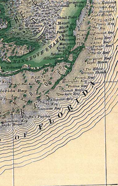 Map of Monroe County, Florida, 1880