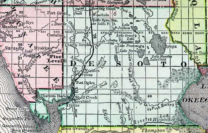 Map of De Soto County, Florida, 1888