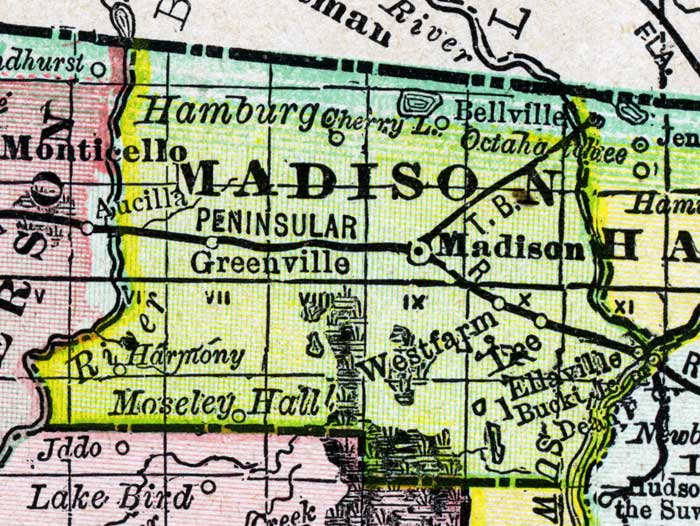 Map of Madison County, Florida, 1888