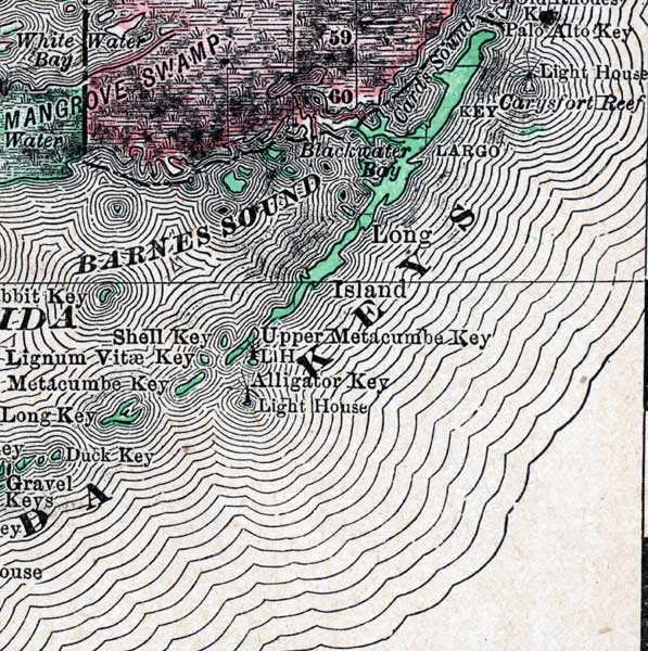 Map of Monroe County, Florida, 1888