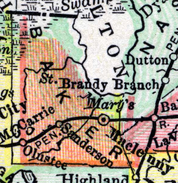 Map of Baker  County, Florida, 1890