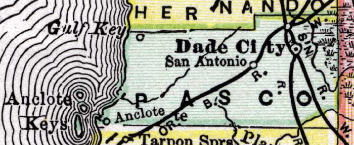 Map of Pasco County, Florida, 1890