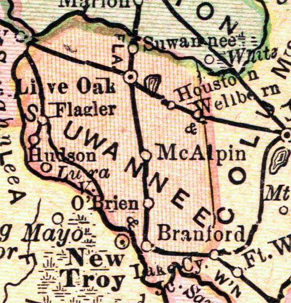 Map of Suwannee County, Florida, 1894