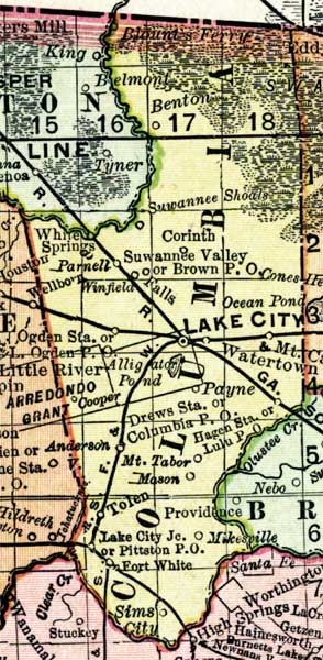 Map of Columbia County, Florida, 1898
