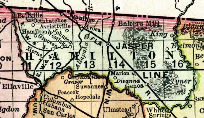 Map of Hamilton County, Florida, 1898