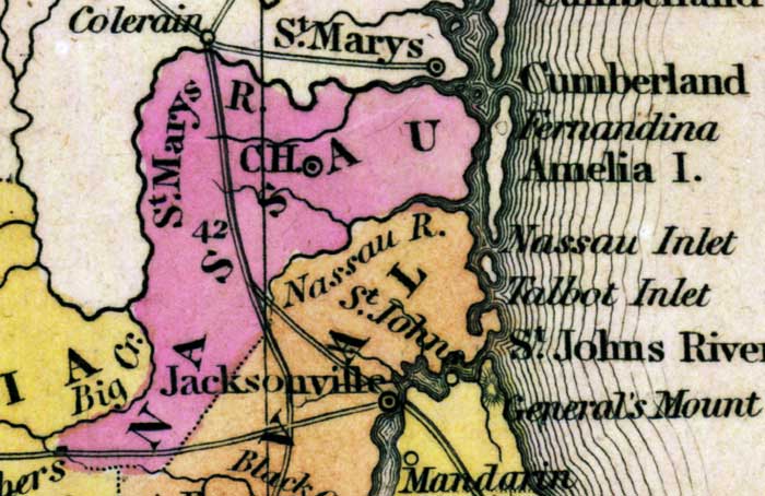 Map of Nassau County, Florida, 1839
