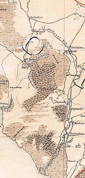 Map of Lafayette County, Florida, 1864
