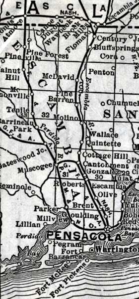 Map of Escambia County, Florida, 1920