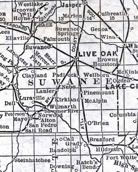 Map of Suwannee County, Florida, 1920