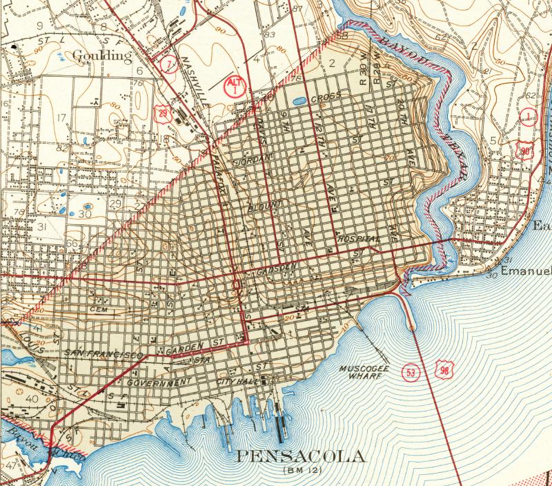 Map of Pensacola, Florida