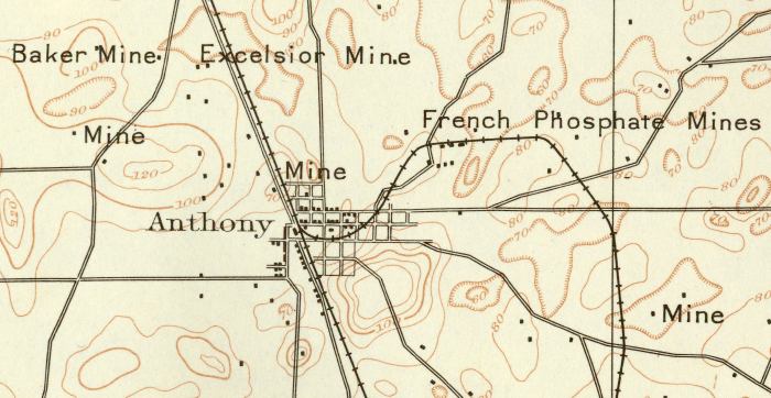 Map of Anthony &  Surrounding Mines, Florida