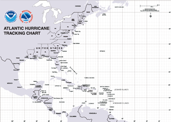 pdf of a chart useful for tracking hurricanes in the Atlantic Ocean
