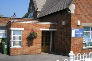 Photo of the Great Abington Primary School. A typical Victorian-era village school.