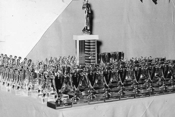 a display of trophies