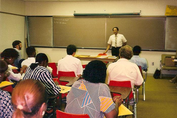 a group of students in a classroom