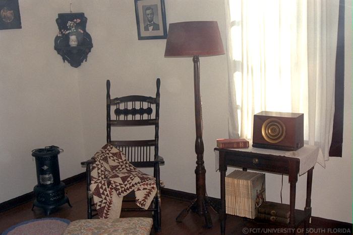 Interior of the Vesta Nucomb cottage