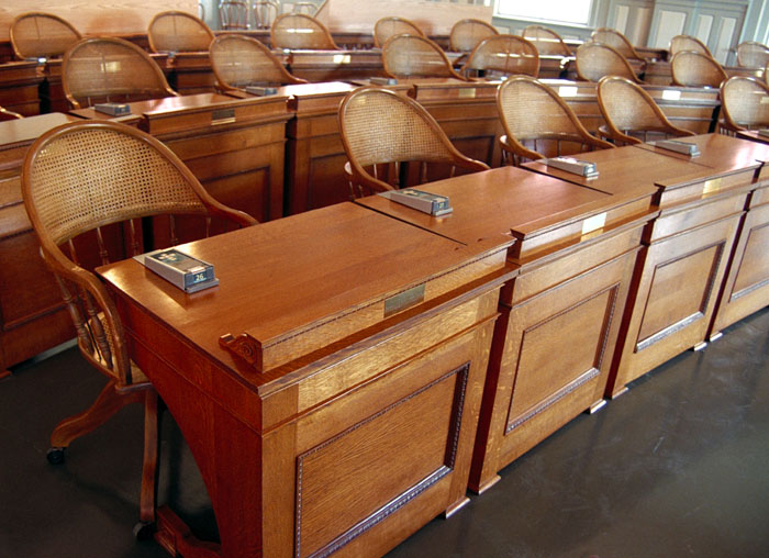 Desks in Former House of Representatives Chamber