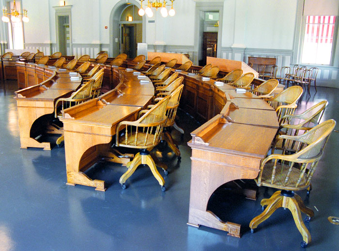 Desks in Former House of Representatives Chamber