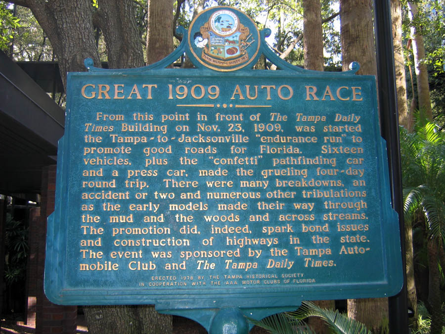 Historical Marker dedicated to the Great 1909 Auto Race